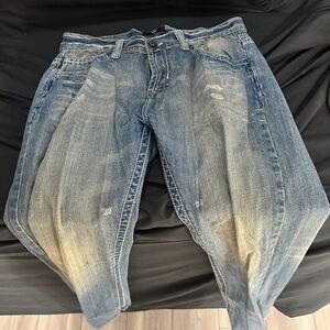 Distressed Blue Jeans-smoke rise men’s jeans-size 34x32-#574